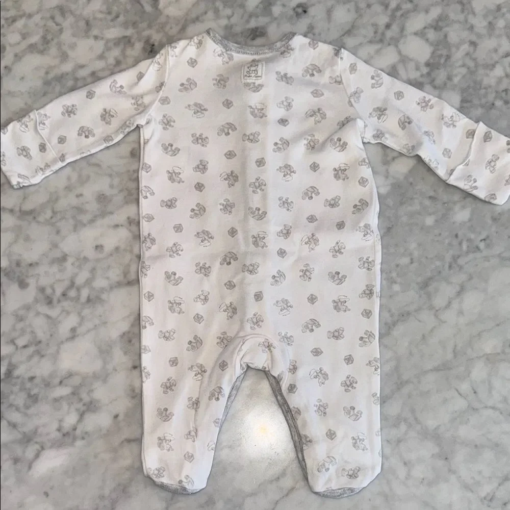 RALPH LAUREN POLO CLASSIC BEAR White & Gray Footie 3M